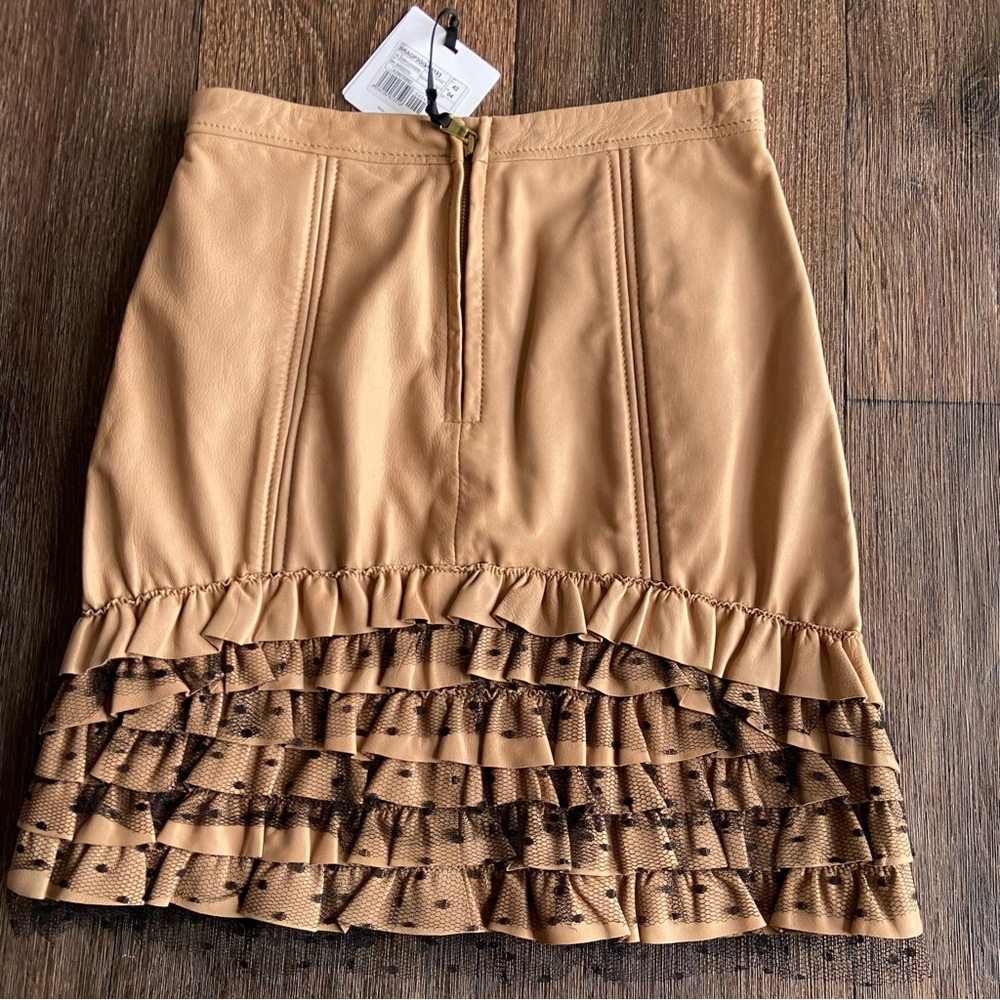 New with tags Red Valentino lamb skin leather tiered ruffle lace Nappa skirt 4 - Picture 12 of 15